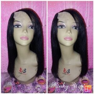 16" 100% Human Yaki Straight bob Glueless Hair Wig